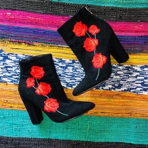 Cape Robbin rose embroidered booties